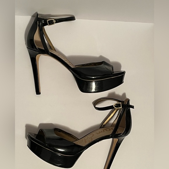 Sam Edelman Women's Kayden Heels Black Faux Patent Leather - Picture 14 of 15